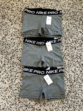 Nike Pro LOT of 3 Dri-Fit Shorts Grey 3” Inseam Tight Fit Mid Rise Women’s XL